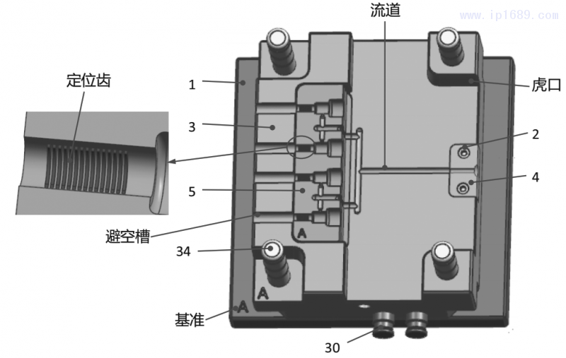 圖9 定模側模具結構3D圖