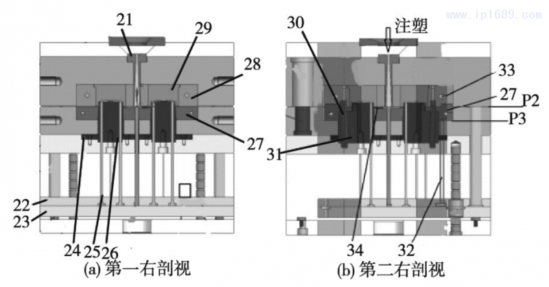 圖６ 注塑模具結構